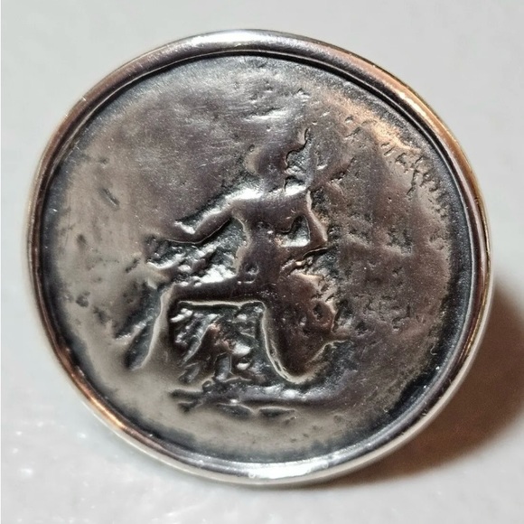 Silpada Sterling Silver Roman Coin Statement Ring -RETIRED! Size